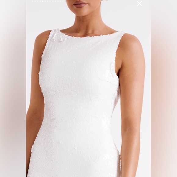 Meshki AYLA Sequin Mini Dress, White, size medium, bridal bachelorette wedding - Picture 4 of 7